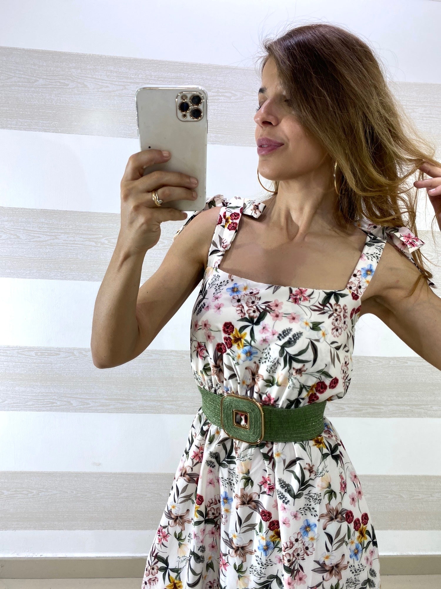 Vestito Olimpia a Fiori con Elastico in Vita