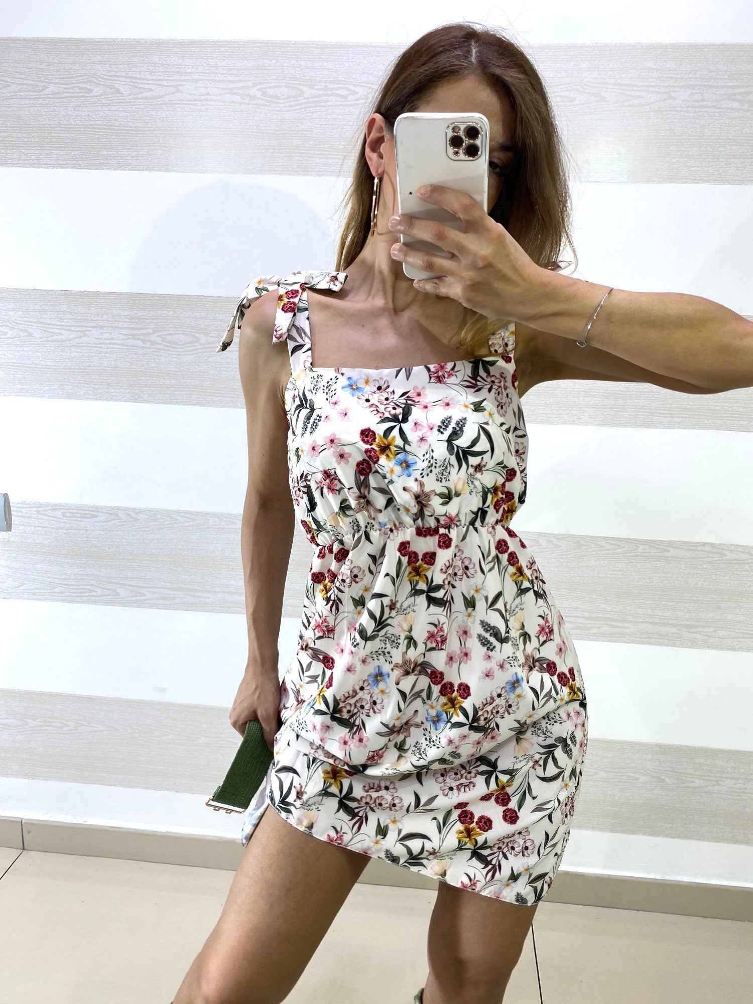 Vestito Olimpia a Fiori con Elastico in Vita