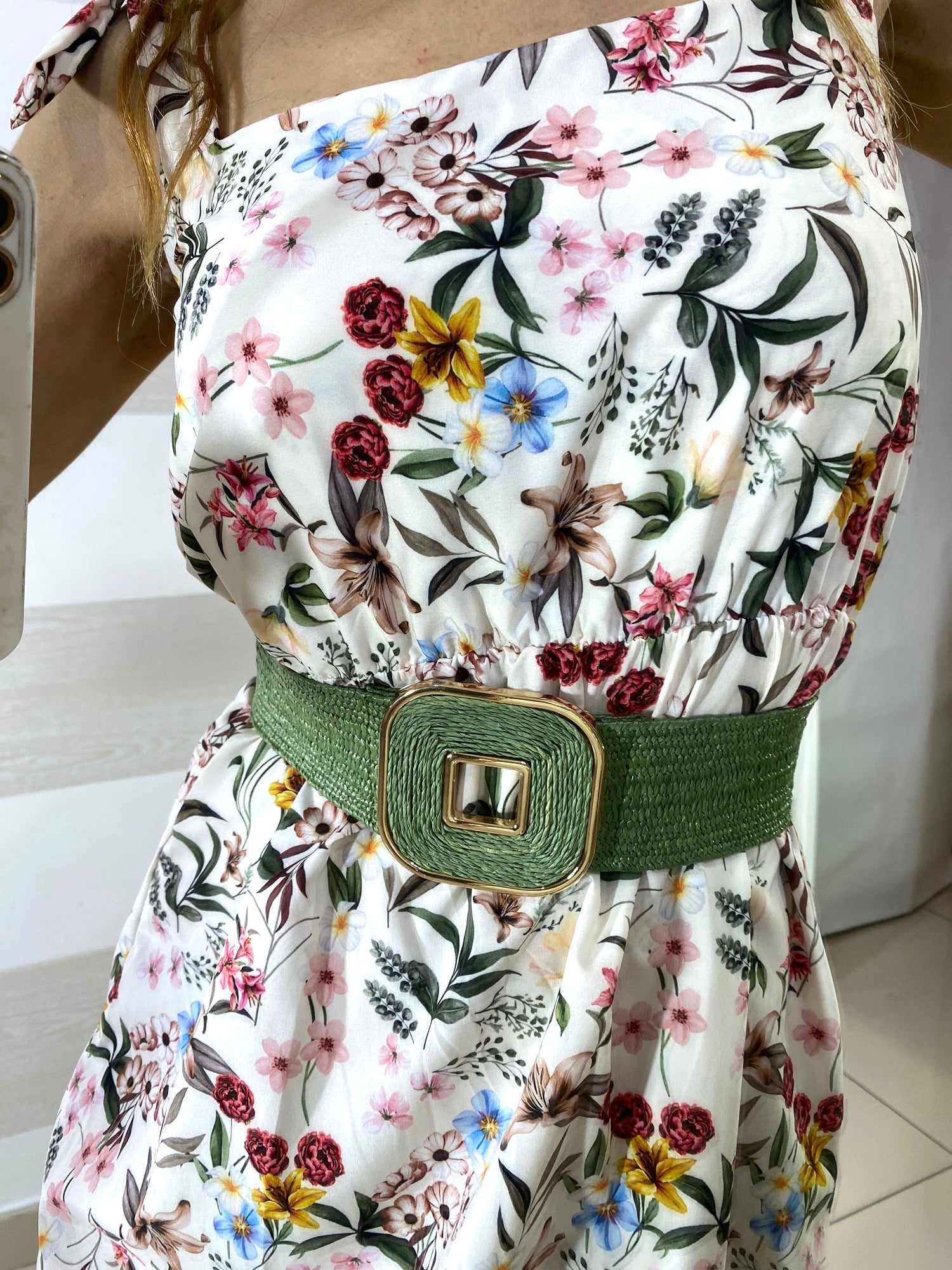 Vestito Olimpia a Fiori con Elastico in Vita