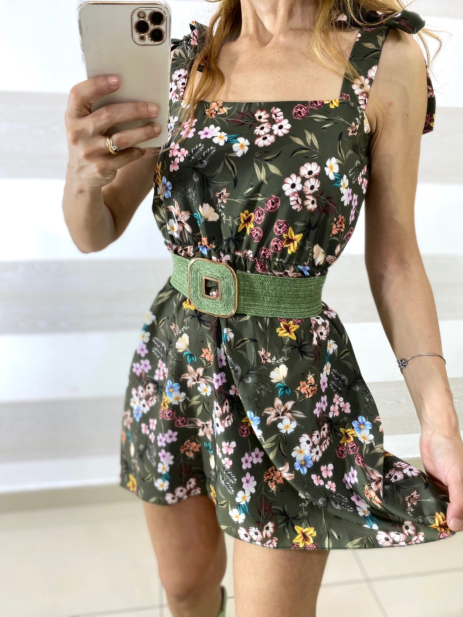 Vestito Olimpia a Fiori con Elastico in Vita