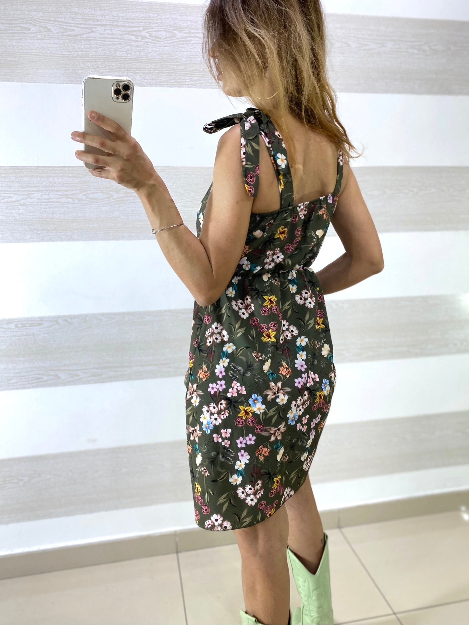 Vestito Olimpia a Fiori con Elastico in Vita