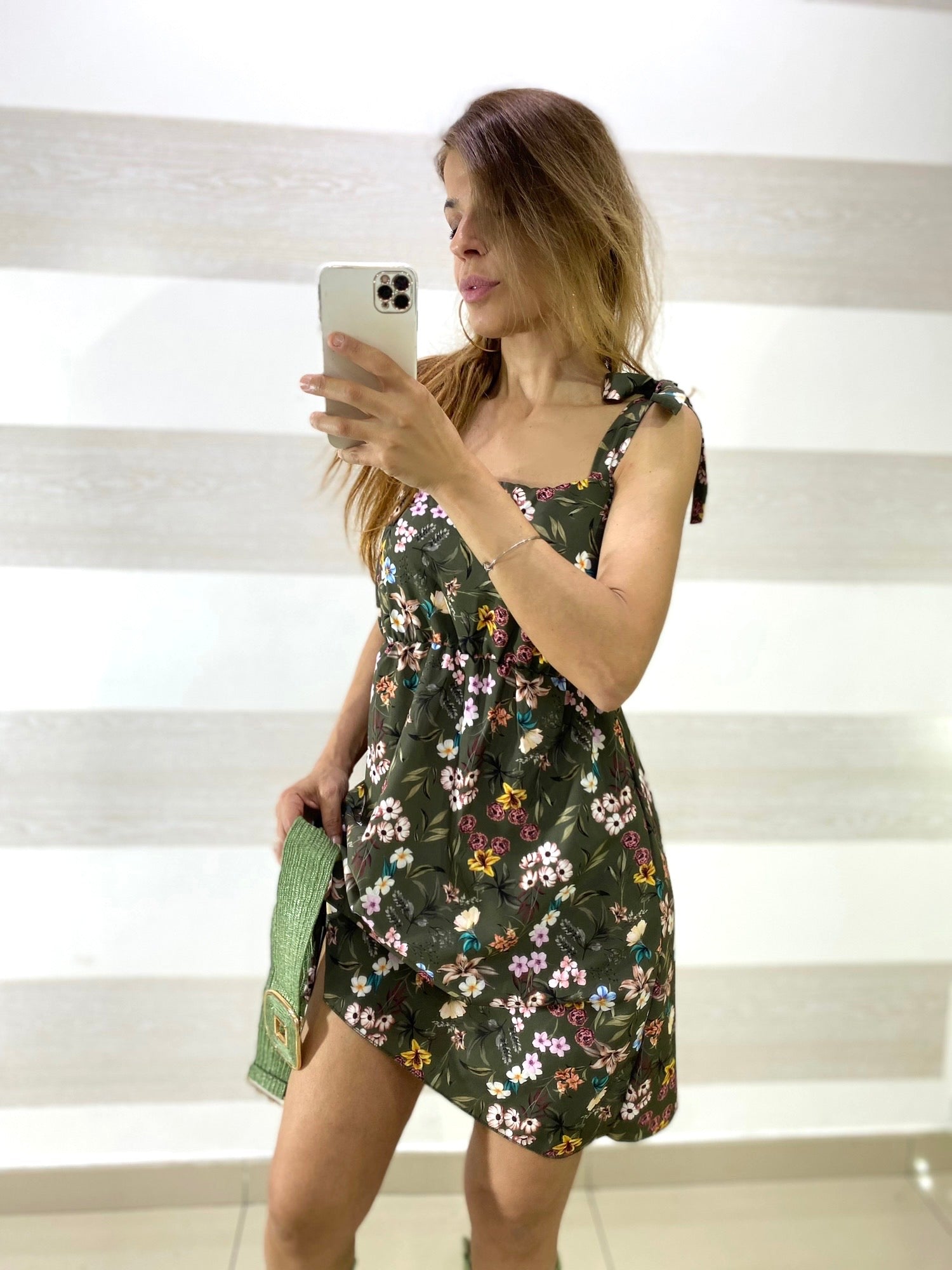 Vestito Olimpia a Fiori con Elastico in Vita