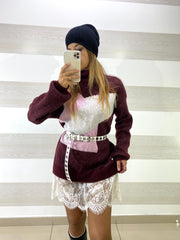 Vestito Priscilla1 Collo Alto con Merletto