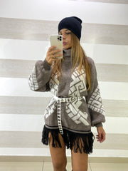 Vestito Priscilla Collo Alto con Frange