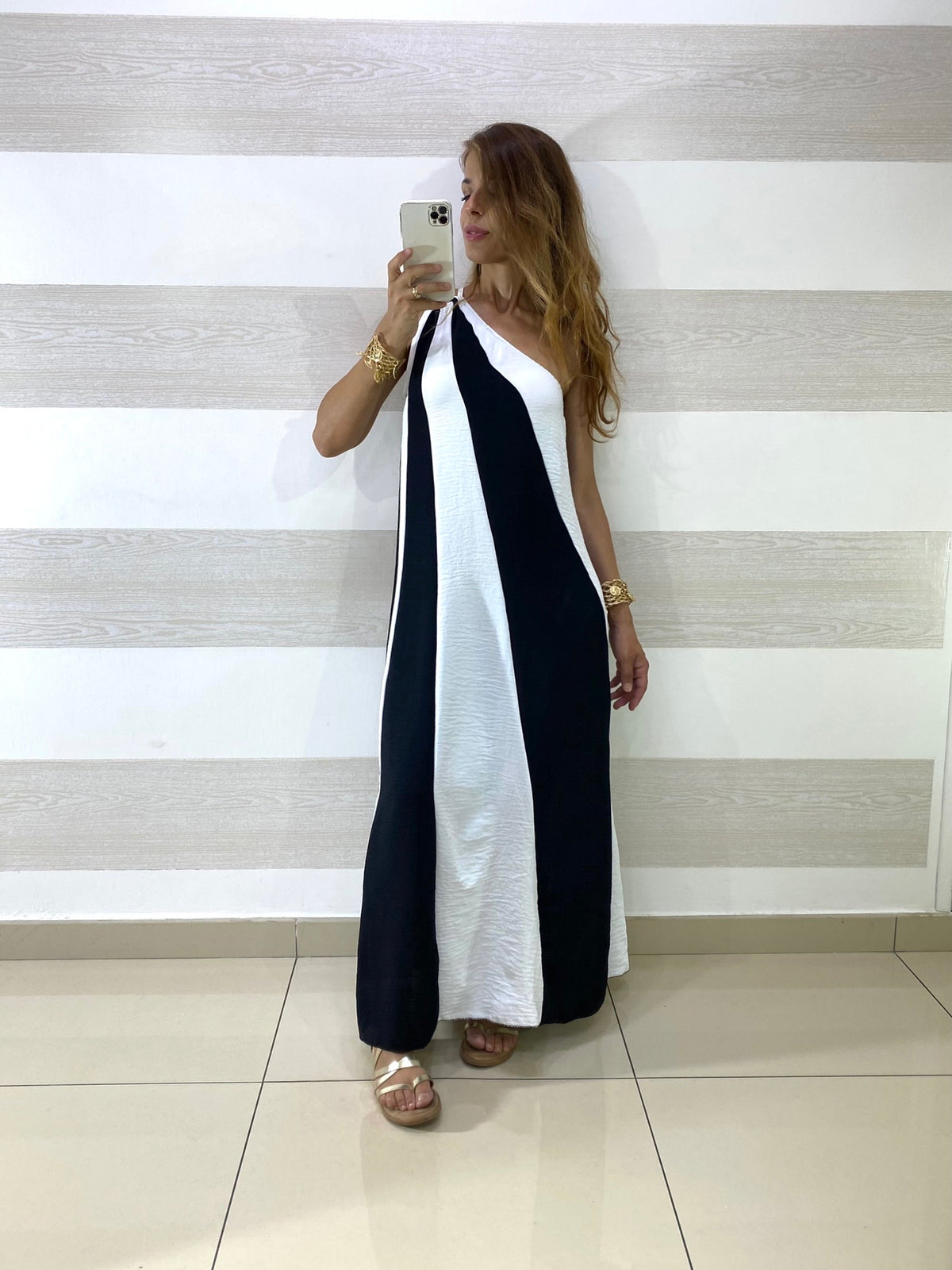 Vestito Renata Monospalla Bianco e Nero