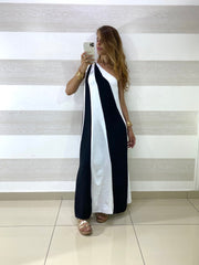 Vestito Renata Monospalla Bianco e Nero