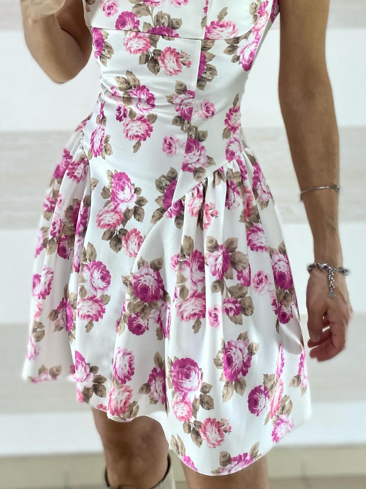 Vestito Renee Svasato a Fiori con Fusciacca
