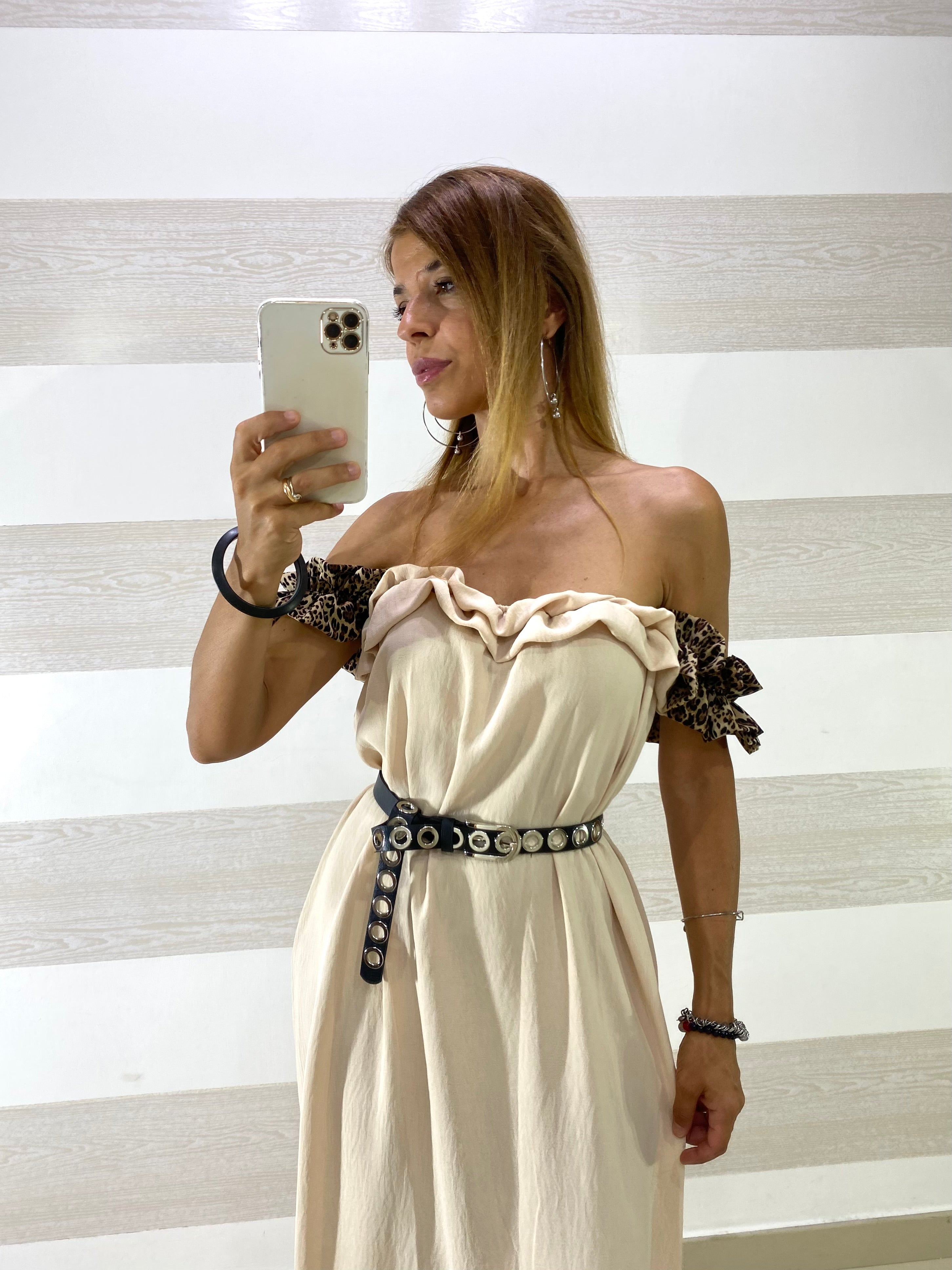 Vestito Samia Bretelle Maculate con Ruches
