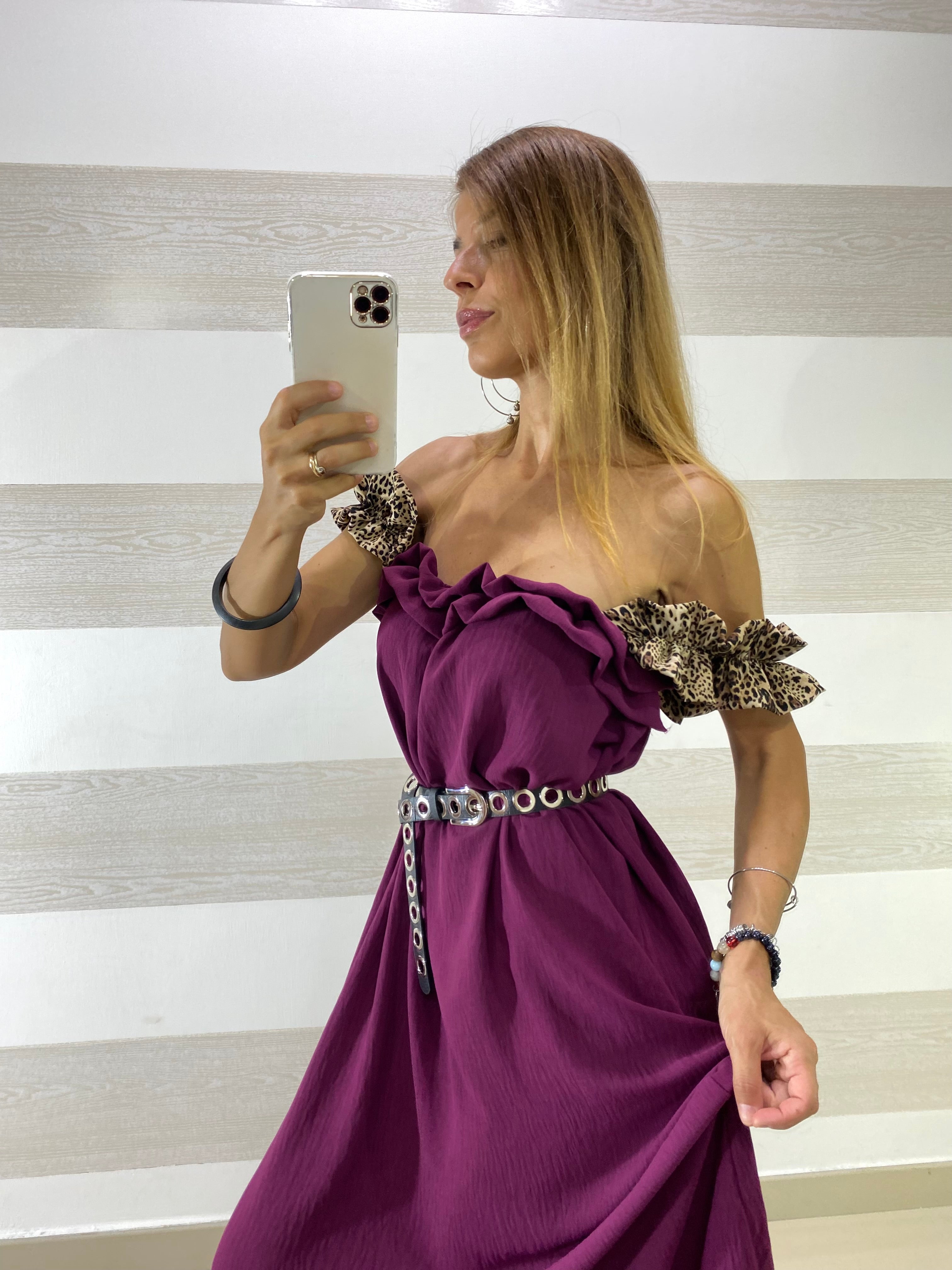 Vestito Samia Bretelle Maculate con Ruches