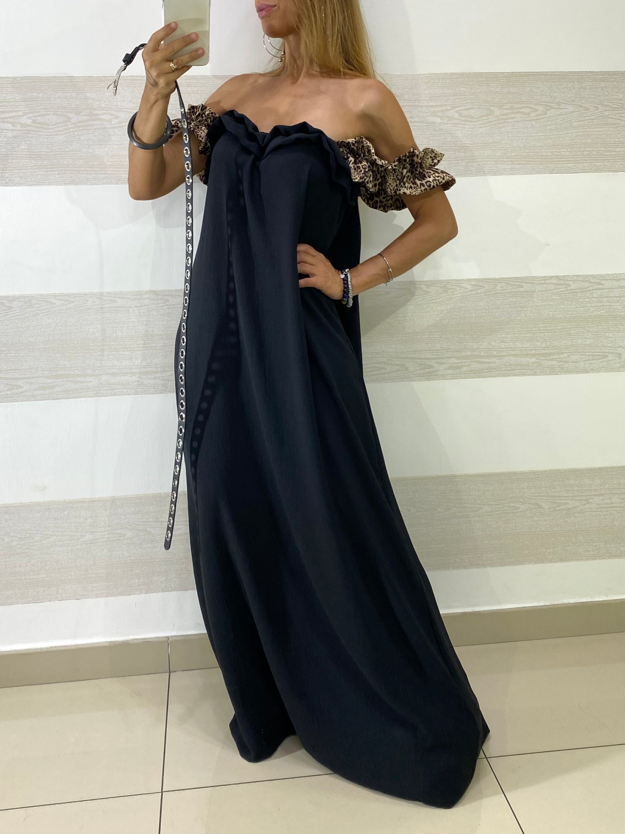 Vestito Samia Bretelle Maculate con Ruches
