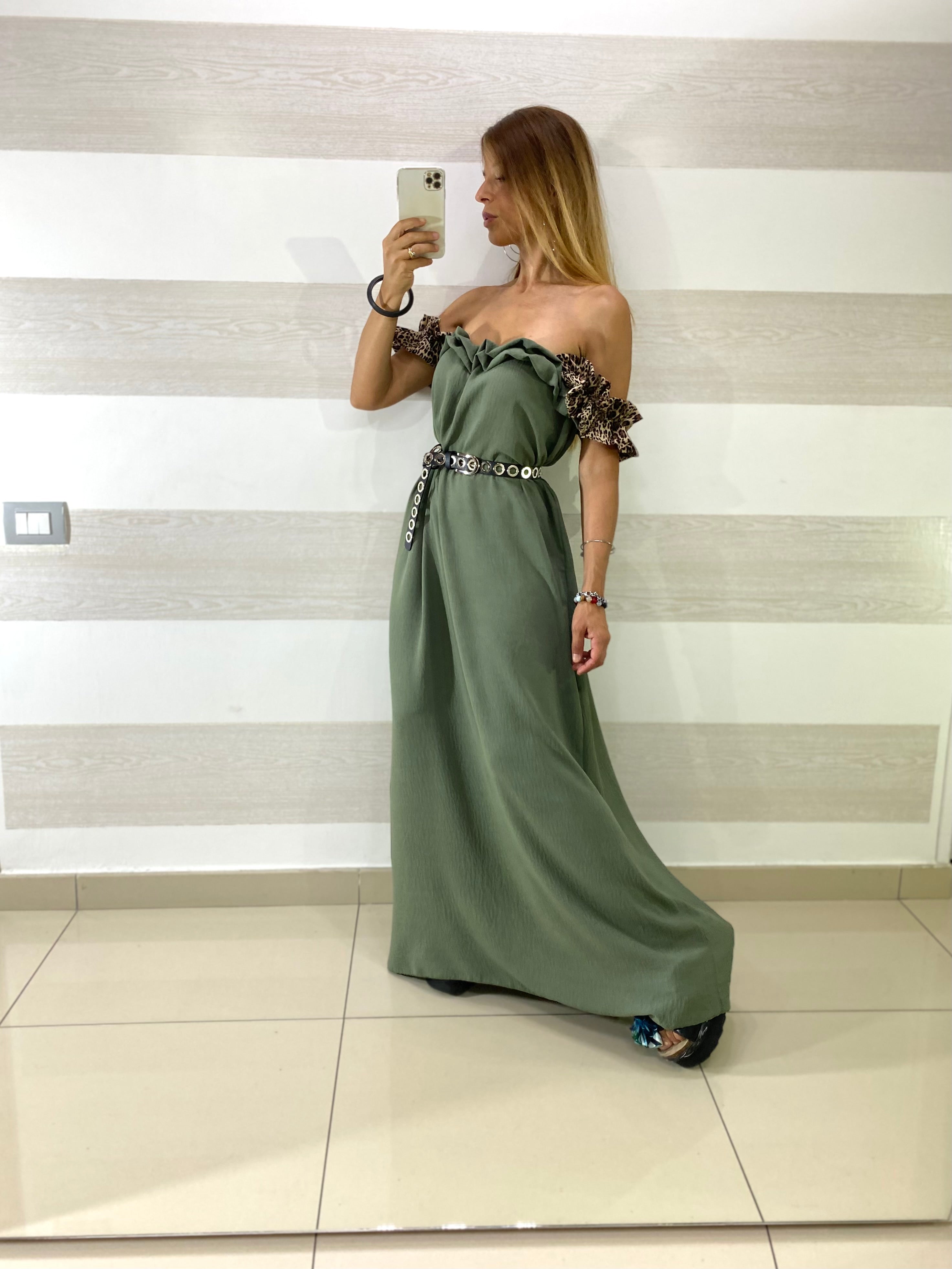Vestito Samia Bretelle Maculate con Ruches