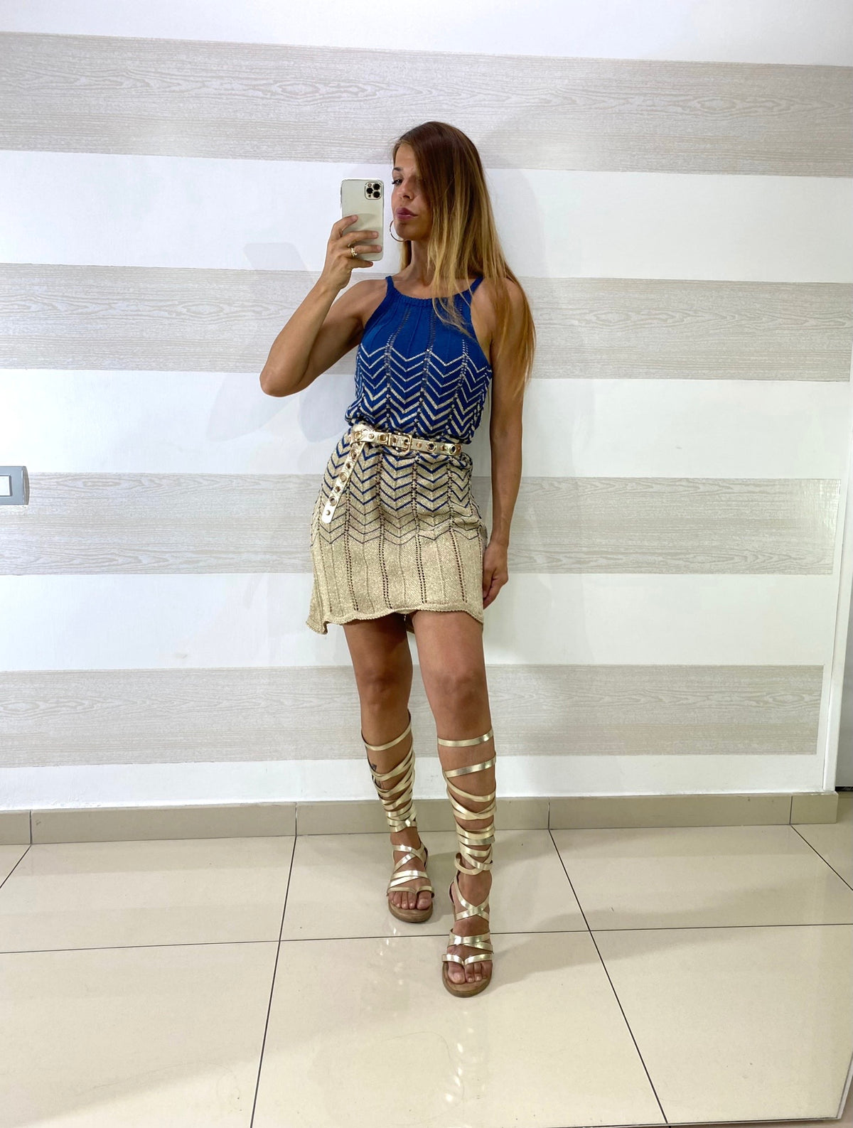 Vestito Sara in Filo e Lurex Fantasia Zig Zag