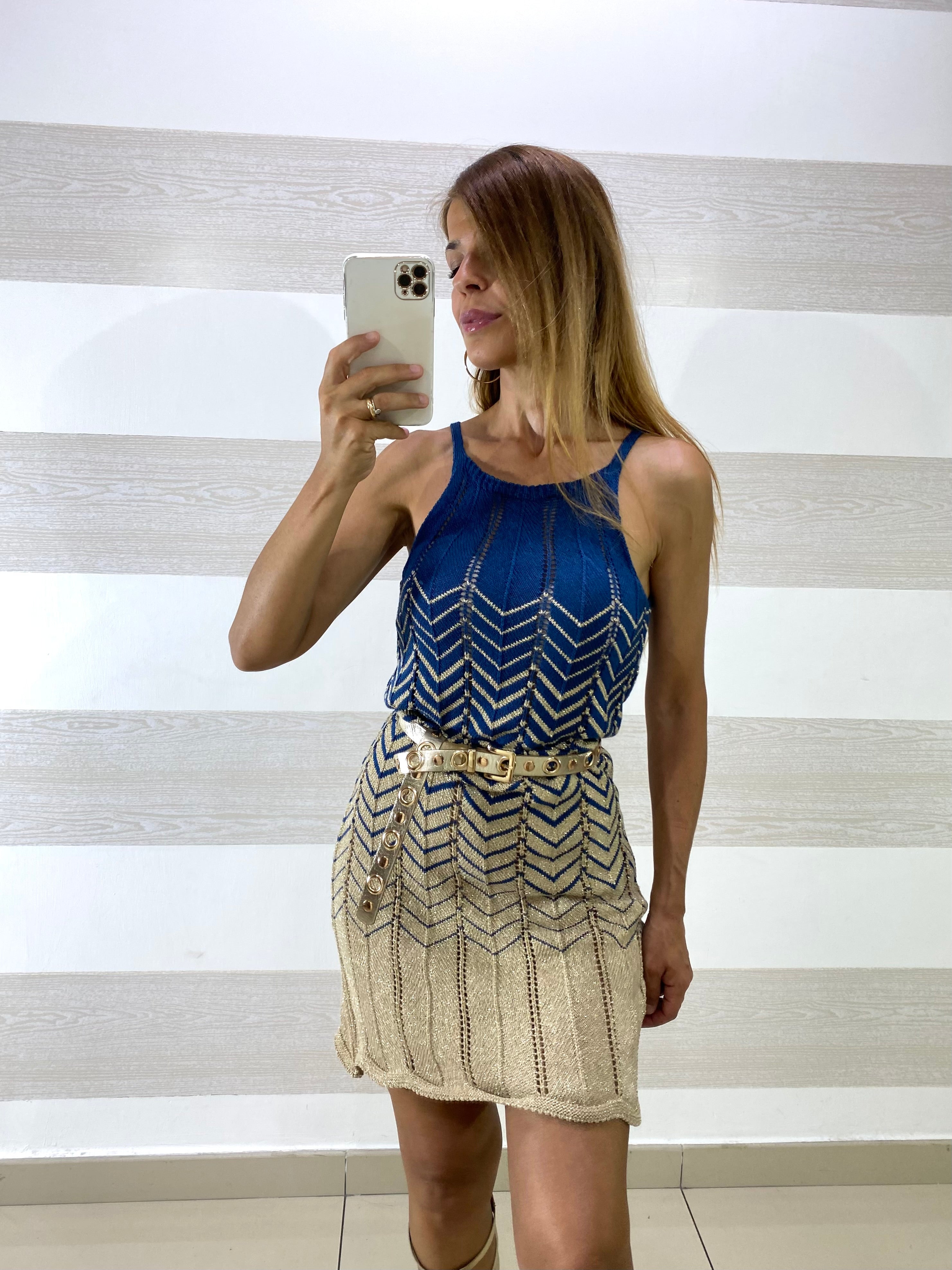 Vestito Sara in Filo e Lurex Fantasia Zig Zag