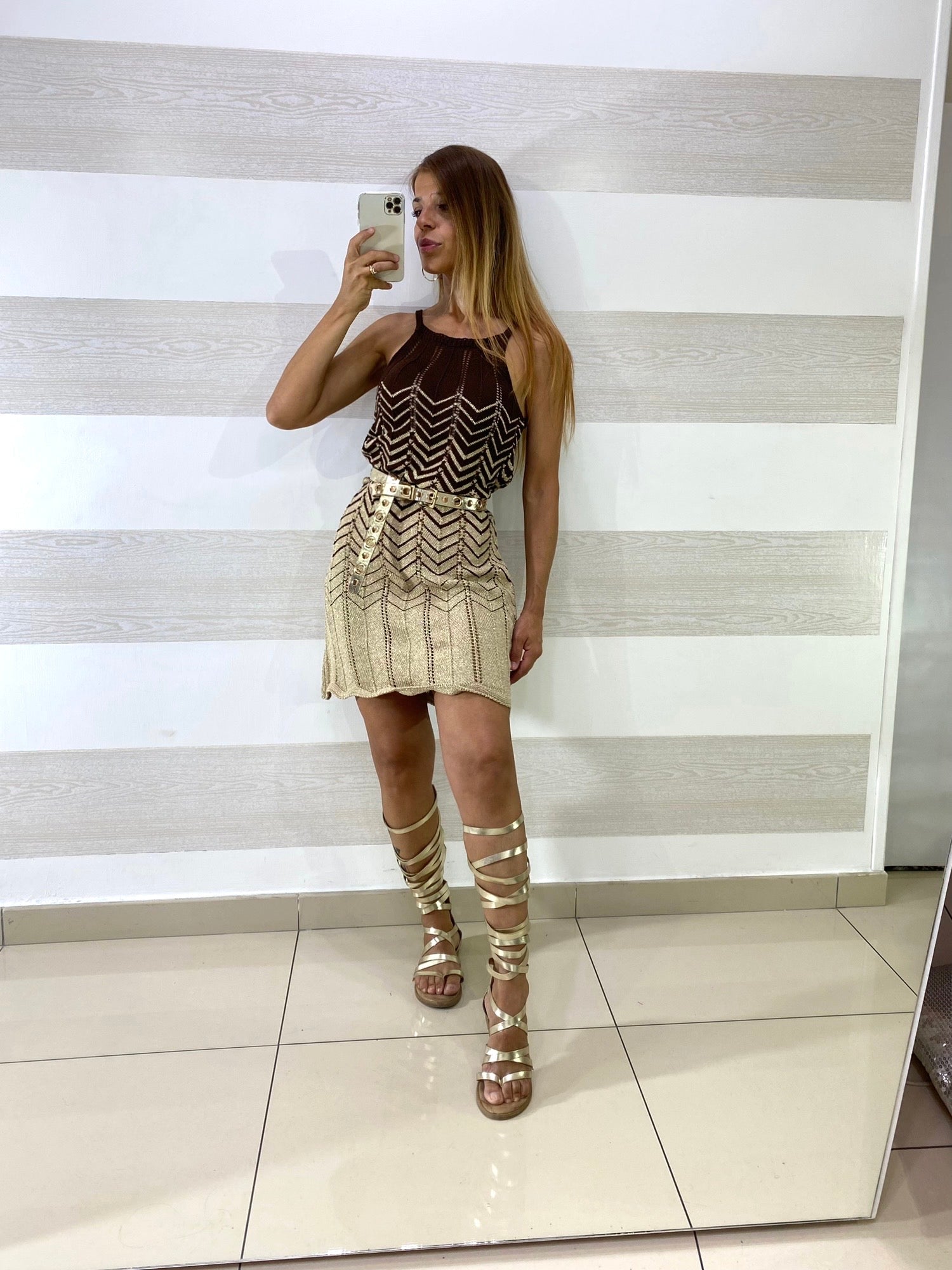 Vestito Sara in Filo e Lurex Fantasia Zig Zag