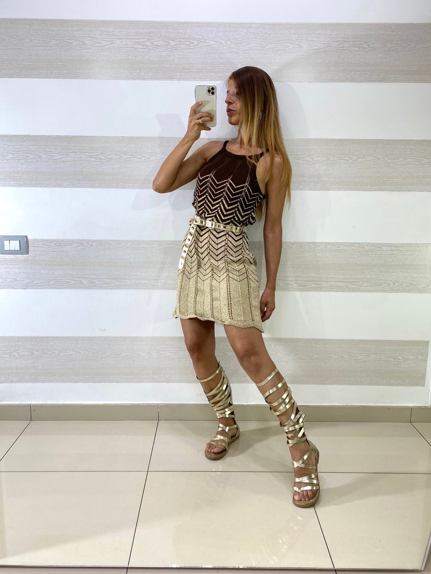 Vestito Sara in Filo e Lurex Fantasia Zig Zag