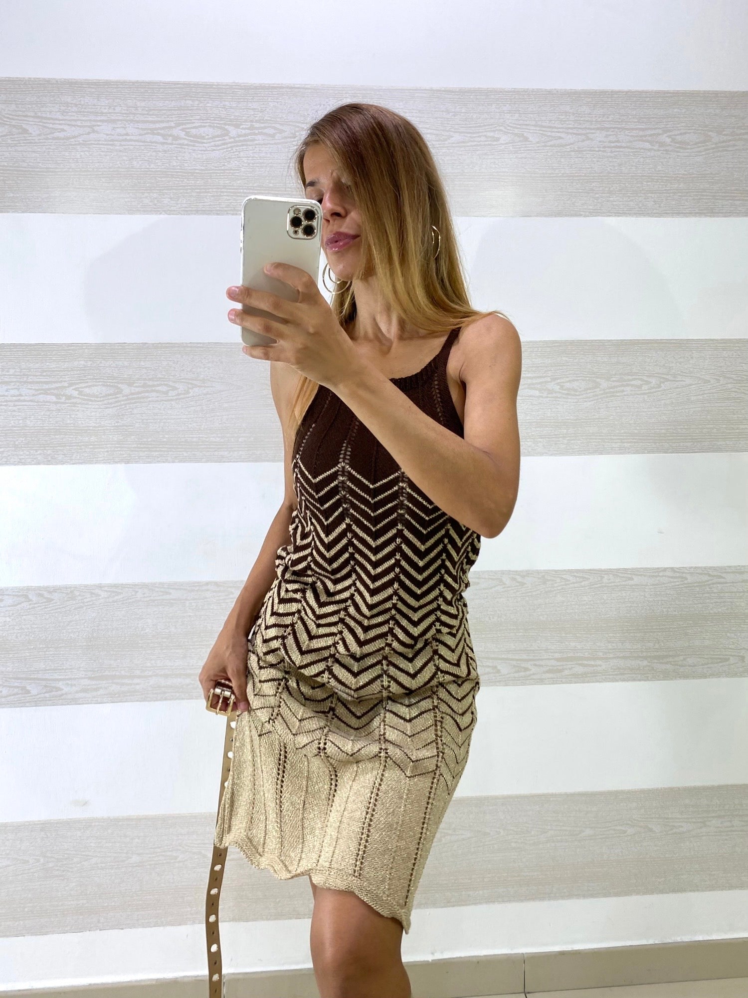 Vestito Sara in Filo e Lurex Fantasia Zig Zag