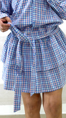 Vestito Seraphina a Quadretti con Bottoncini e Gonna Balze