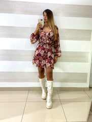 Vestito Sheila Tipo Chiffon con Ruches