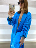 Vestito Teodora Lungo con Zip Blu Cobalto