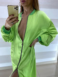 Vestito Teodora Lungo con Doppia Zip Verde Acido