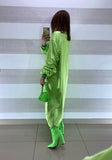 Vestito Teodora Lungo con Doppia Zip Verde Acido