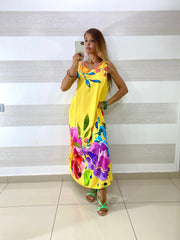 Vestito Vanda Lungo in Viscosa Fantasia Fiori