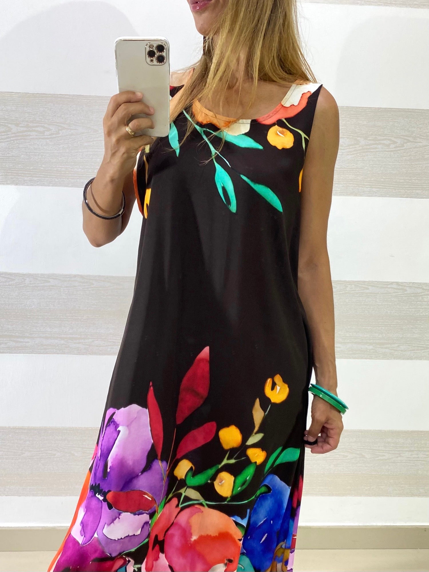 Vestito Vanda Lungo in Viscosa Fantasia Fiori