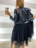 Vestito o Giacca Dorcas Nero in Tulle e Eco Pelle