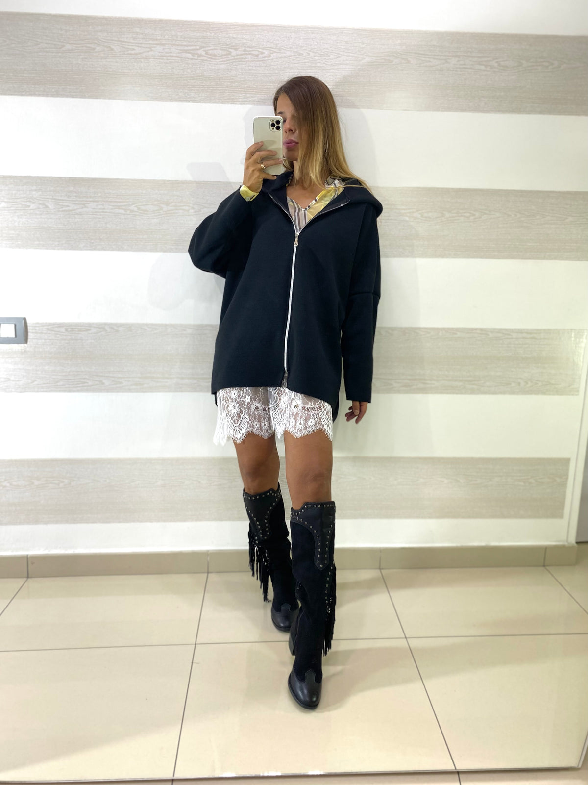 Vestito o Maxi Felpa Josefina con Zip e Cappuccio